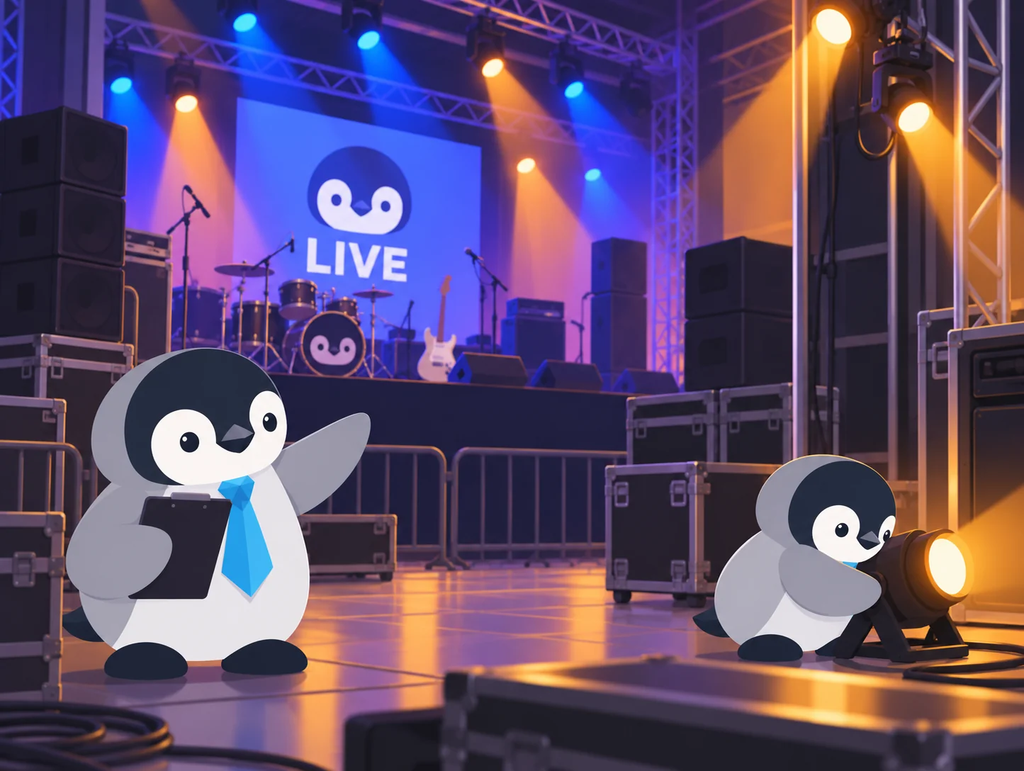 Outra cena de pinguins trabalhando no mesmo segmento